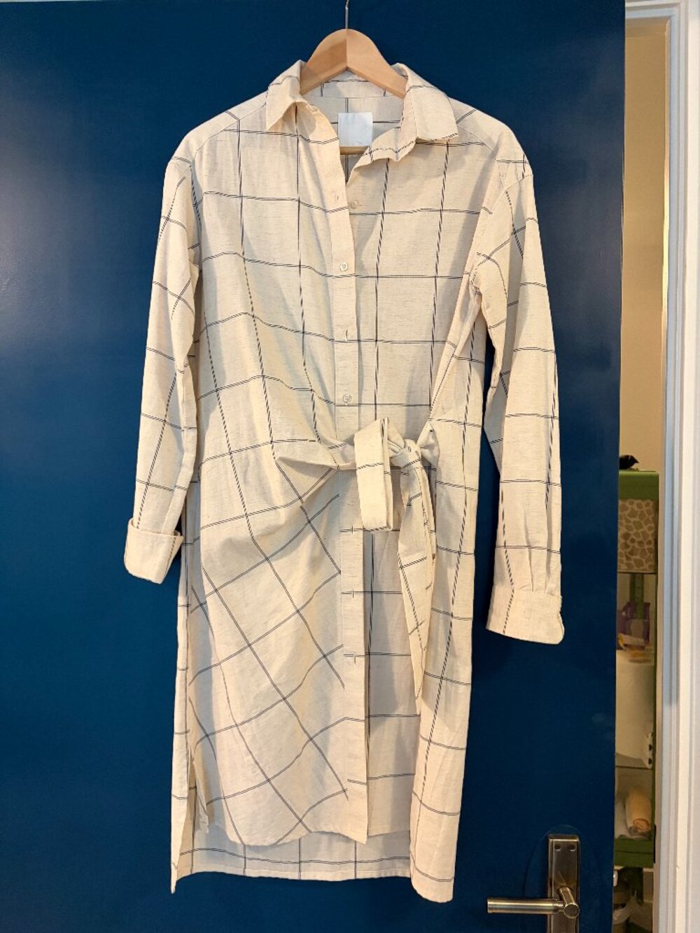 LESS brand cream check shirt dress XS
